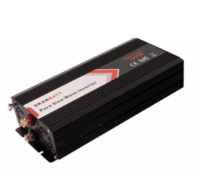 SKANBATT Inverter 12V 1500W Ren Sinus m/Trådløs Fjernkontroll 342x157x75mm